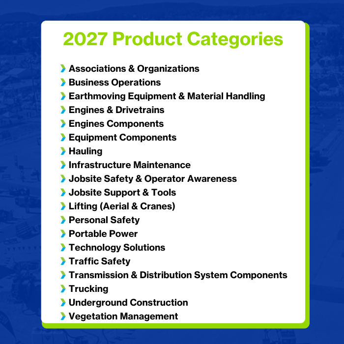 The Utility Expo 2025 Product Categories