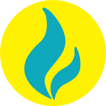 Natural Gas Distribution teal flame icon with yellow background circle