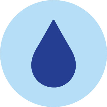 Stormwater dark blue icon with light blue background circle