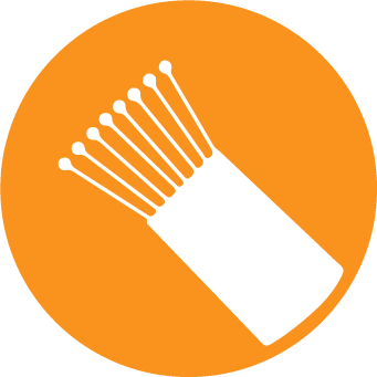 Telecommunications white wires with orange background circle