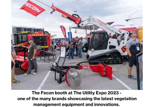 The Fecon booth at The Utility Expo 2023 -  one of the many brands showcasing the latest vegetation management equipment and innovations. 