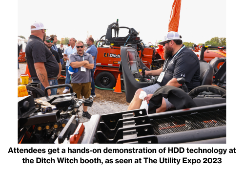 Attendees get a hands-on demonstration of HDD technology at the Ditch Witch booth, as seen at The Utility Expo 2023