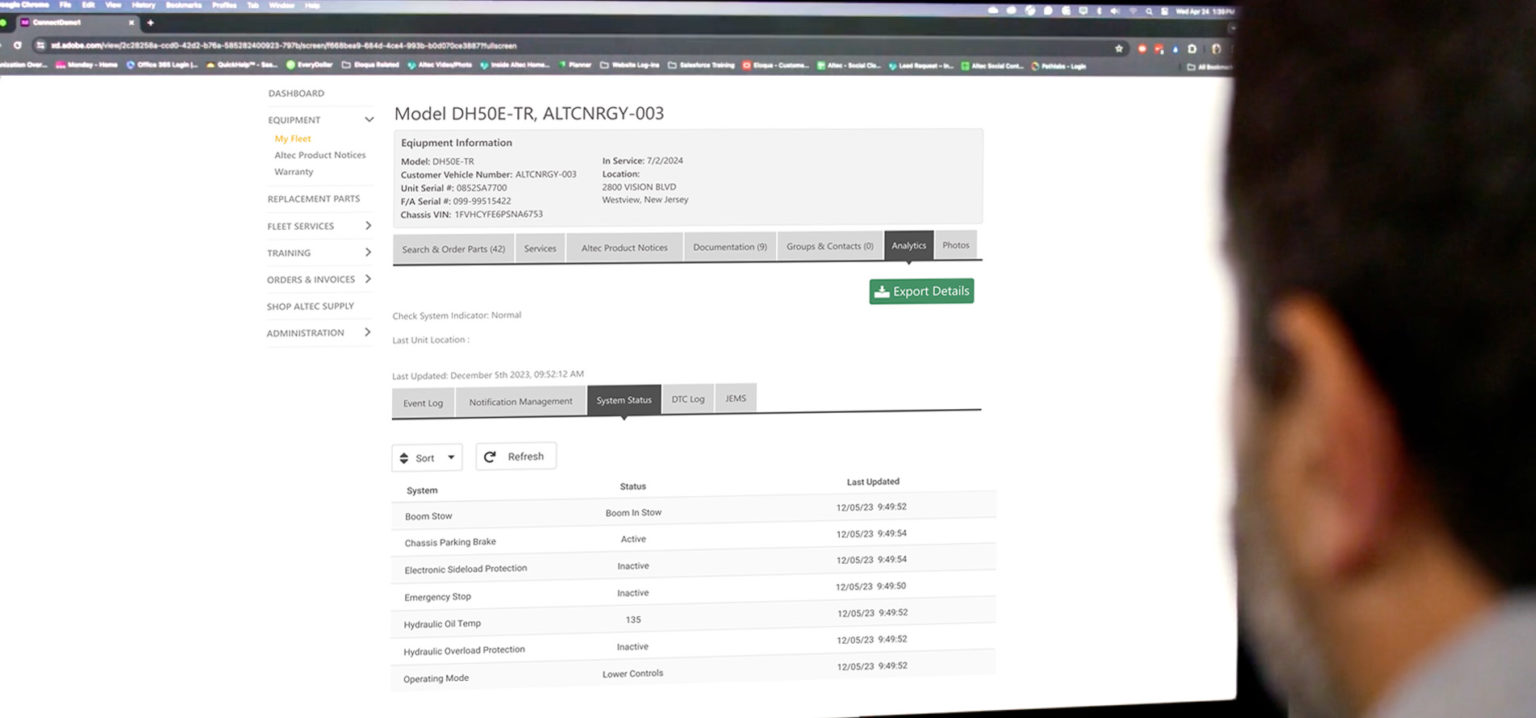 ALTEC JEMS reporting system dashboard