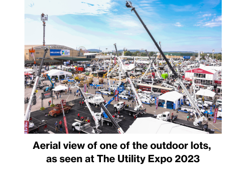 Aerial view of one of the outdoor lots,  as seen at The Utility Expo 2023