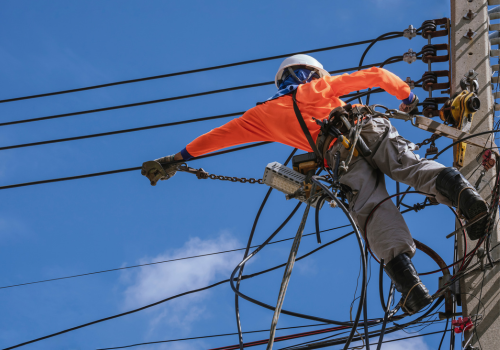 Lineworker on pole