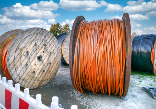 Cable drums for laying internet fiber optic cables in residential areas