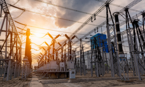 A large electrical power substation