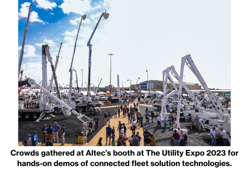 Crowds gathered at Altec’s booth at The Utility Expo 2023 for hands-on demos of connected fleet solution technologies.