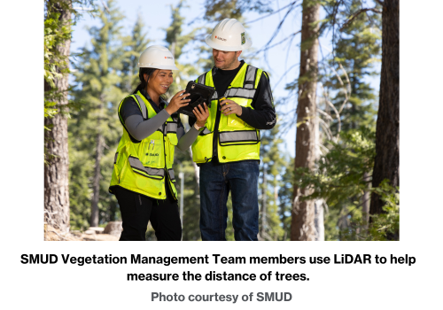 SMUD Vegetation Management Team members use LiDAR to help measure the distance of trees  