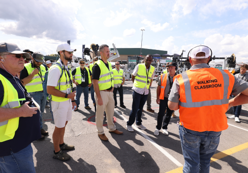 Photo of a large group of utility workers listening to expert at The Utility Expo 2023