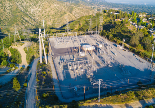 Aerial of power grid plant.