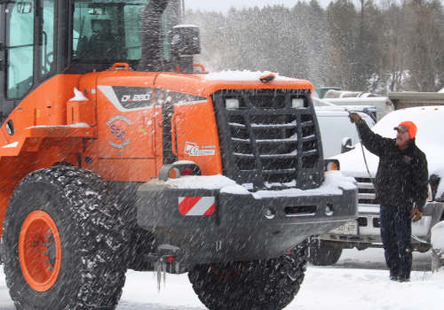 Dozer in heavy snow